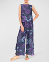 Everyday Ritual Piper Lightweight Bateau-neck Pajama Set In Midnight Garden