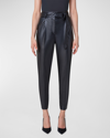 AKRIS PUNTO FRED BELTED VEGAN LEATHER PANTS