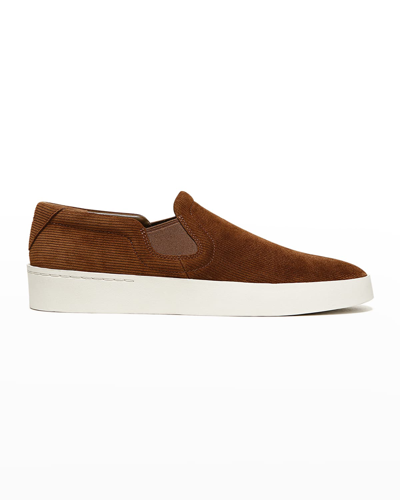 Vince Men's Pacific-m Leather Slip-on Sneakers In Bark