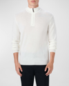 Bugatchi Water Repellent Merino Wool Quarter-zip Pullover In Chalk