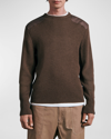 Rag & Bone Military Mixed Media Crewneck Wool Sweater In Tan