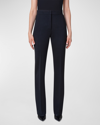 Akris Punto Chio Stretch Wool Crepe Straight Leg Pants In Black