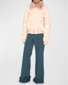 Mm6 Maison Margiela Faux-fur Collared Bomber Jacket In Dusty Rose