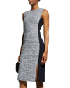 St John Mixed Media Dress In Navy/ecru