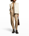Ganni Tie Appliqued High Neck Oversized Puffer Vest In Buttercream