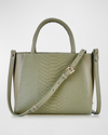 Gigi New York Dylan Mini Python-embossed Satchel Bag In Sage