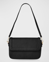 Gigi New York Margot Flap Leather Shoulder Bag In Black