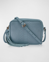 Gigi New York Madison Zip Python-embossed Camera Crossbody Bag In Slate Blue