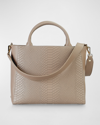 Gigi New York Hudson Python-embossed Top-handle Bag In Stone
