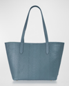 Gigi New York Teddie Python-embossed Shopper Tote Bag In Slate Blue