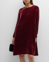 Eileen Fisher Missy Velvet Mini Shift Dress In Deep Claret