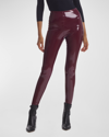 Commando Control Top Faux Patent Leather Leggings In Burgundy