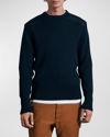 RAG & BONE MEN'S MILITARY MIXED-MEDIA CREW SWEATER