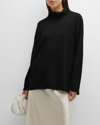 Eileen Fisher Missy Organic Cotton & Cashmere Turtleneck Sweater In Black