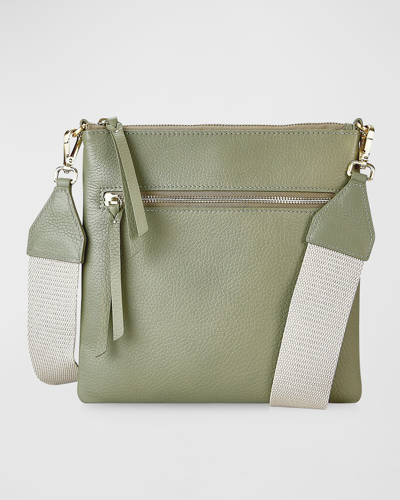 Gigi New York Kit Zip Pebble Leather Messenger Bag In Brown