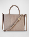 Gigi New York Dylan Mini Python-embossed Satchel Bag In Stone