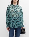 Finley Plus Size Morrisey Brushstroke-print Top In Teal Black