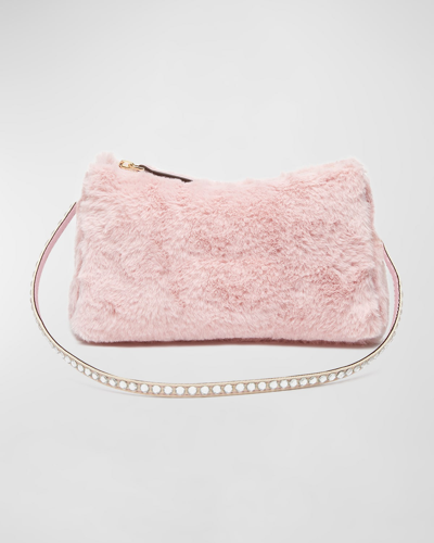 Manu Atelier Mini Prism Faux-fur Shoulder Bag In Pink Faux Fur