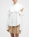 ADEAM RHYME COLD-SHOULDER COLLARED SHIRT