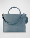 Gigi New York Hudson Python-embossed Top-handle Bag In Slate Blue