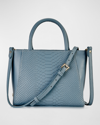 Gigi New York Dylan Mini Python-embossed Satchel Bag In Slate Blue