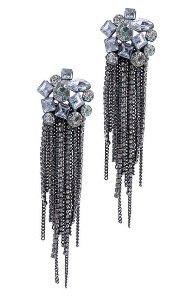 Adornia Cz Cluster Draped Chain Earrings In Silver