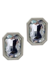 ADORNIA RHODIUM PLATED CRYSTAL CUSHION CUT STUD EARRINGS