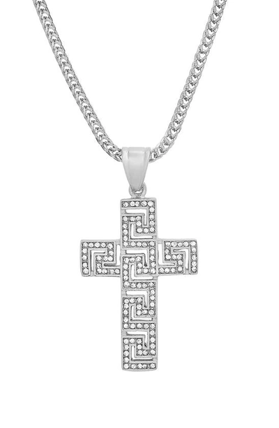 Hmy Jewelry Stainless Steel Crystal Cross Necklace In Metallic