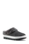 Cougar Pronya Shearling Flatform Slippers In Pewter Suede