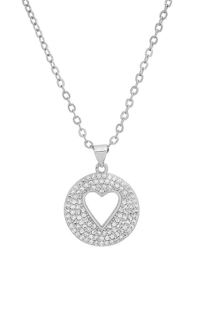 Hmy Jewelry 18k White Gold Plated Crystal Heart Necklace In Metallic