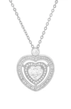 HMY JEWELRY 18K WHITE GOLD PLATED CRYSTAL HEART PENDANT NECKLACE
