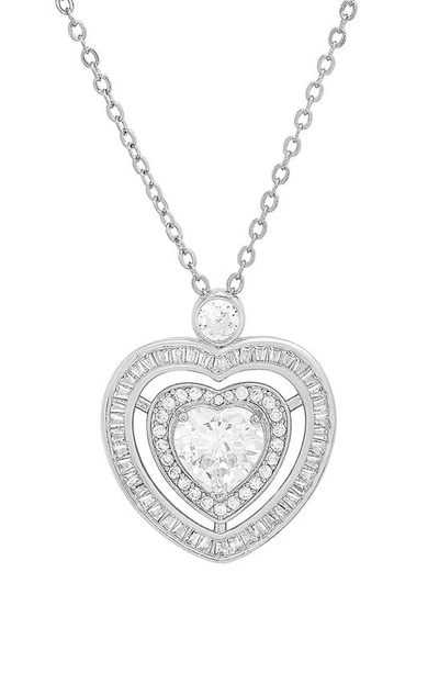 Hmy Jewelry 18k White Gold Plated Crystal Heart Pendant Necklace In Metallic