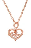 HMY JEWELRY MOTHER 18K ROSE GOLD PLATED HEART PENDANT NECKLACE