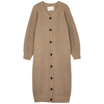 By Malene Birger Cyrus Ribbed Wool Cardigan In Brown
