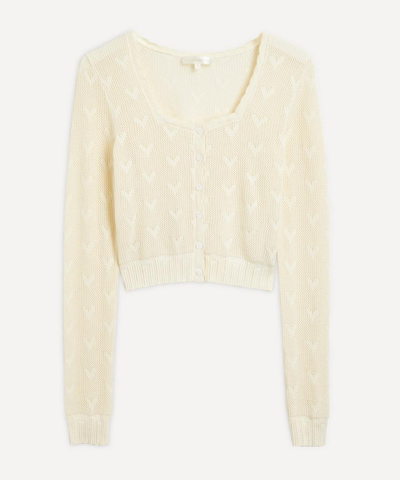 Loveshackfancy Venice Cropped Cardigan In Cream