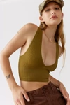 Out From Under Hailey Seamless Plunge Bra Top In Olive Green
