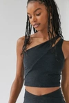 Beyond Yoga Spacedye Lost Your Mind' One Shoulder Cropped Tank Top In Black