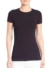 Majestic Soft Touch Raw-edge Crewneck Tee In Noir