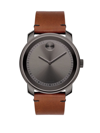 MOVADO MEN'S BOLD STAINLESS STEEL & LEATHER STRAP WATCH