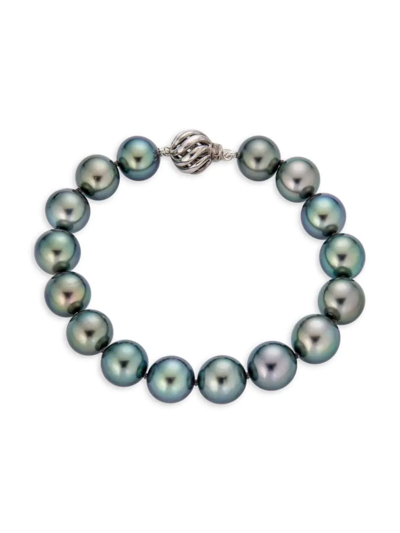 Belpearl Women's 18k White Gold & 10-12mm Round Tahitian Pearl Bracelet