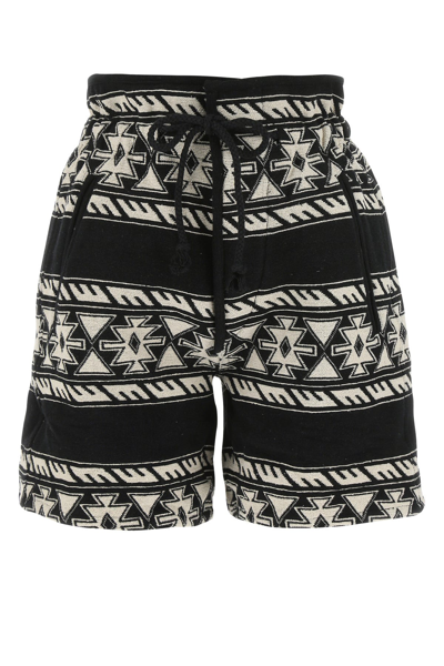 Isabel Marant Étoile Linima Patterned Cotton Shorts In Nero