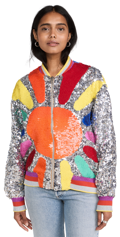 Mira Mikati Hand Embroidered Sequined Bomber Jacket In Multi