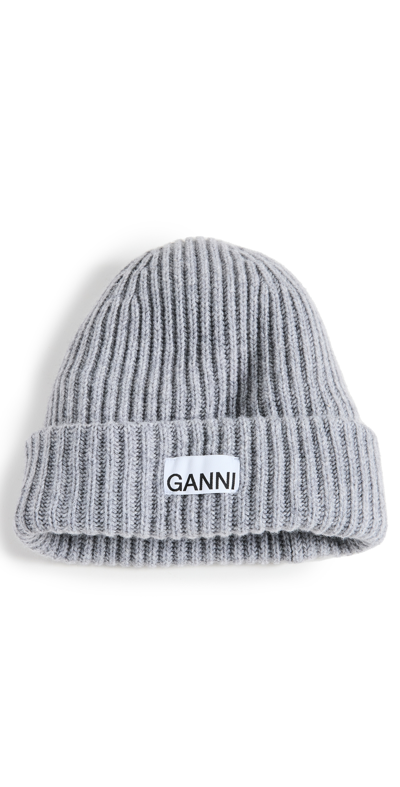 Ganni Structured Rib Beanie In Paloma Melange