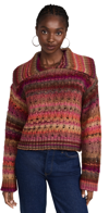 Simkhai Jenna Lofty Space Dye Cropped Pullover In Punch Multi