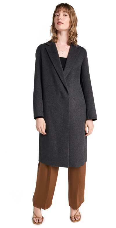 Vince Classic Straight Coat In Charcoal