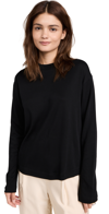 Vince Essential Long-sleeve Crewneck Tee In Black