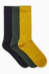 Cos 3-pack Mercerised Cotton Socks In Yellow