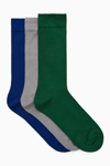 Cos 3-pack Mercerized Cotton Socks In Green