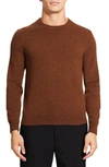 Theory Men's Hilles Crewneck Cashmere Sweater In Chestnut Melange