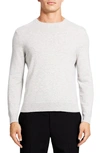 Theory Hilles Crewneck Cashmere Sweater In Light Grey Heather